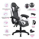 Irodai/gamer szék RGB LED világítással, fekete/fehér, JOVELA