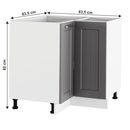 Alsó sarokszekrény, sötétszürke/fehér, JULIA TYP 62