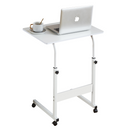 Állítható PC asztal kerekekkel, fehér, JUSTUS