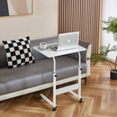 Állítható PC asztal kerekekkel, fehér, JUSTUS