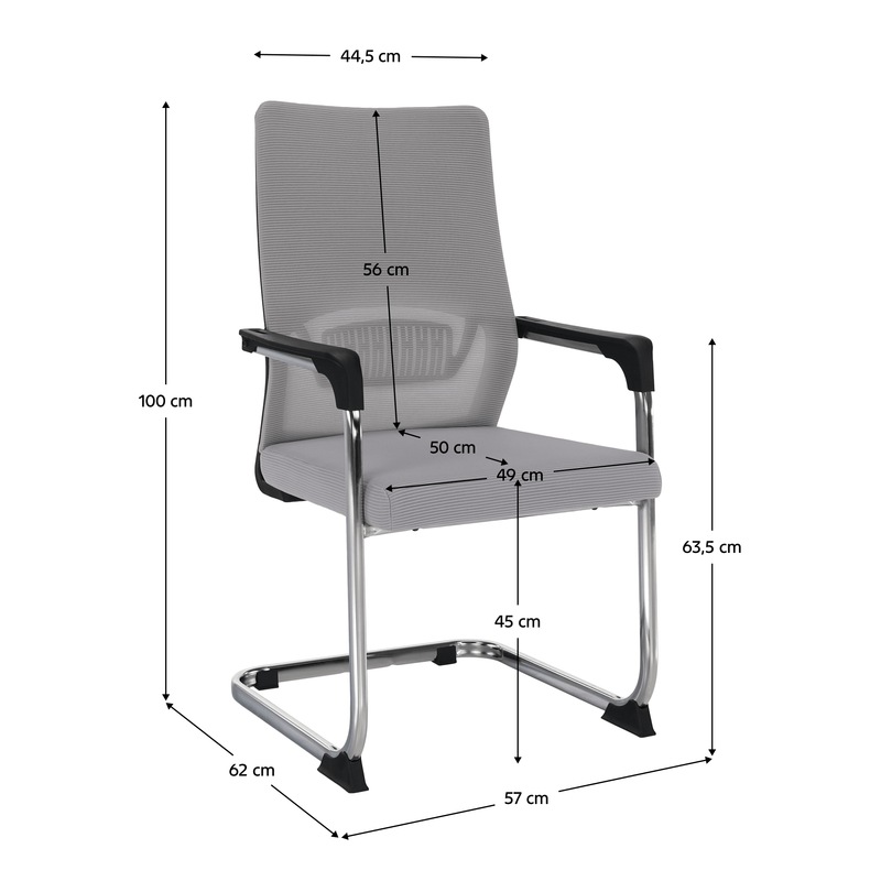 Tárgyalószék, szürke/fekete, KABIR
