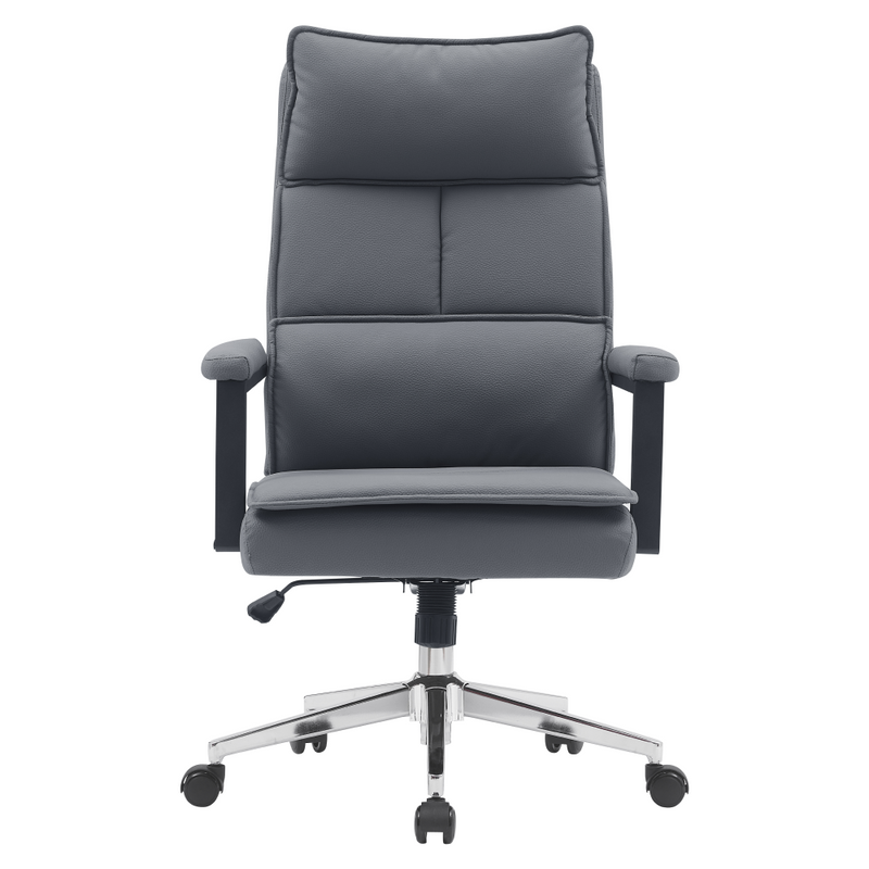 Irodai szék, szürke ekobőr/króm, KAHIL