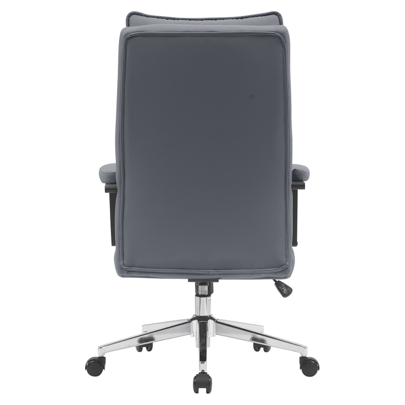 Irodai szék, szürke ekobőr/króm, KAHIL