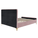 Ágy, rózsaszín/ króm arany matt, 140x200, KAISA