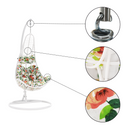 Függő fotel, fehér / mintás virágok, KALEA 2 NEW