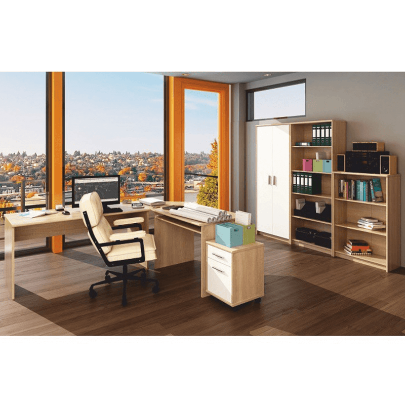 Irodai összeállítás, sonoma tölgyfa/fehér, JOHAN 2 NEW