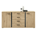 Komód, artisan tölgy/fekete, KANODE