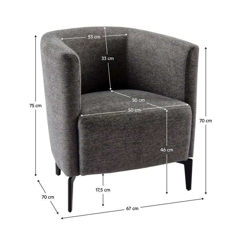 Design fotel, szürke/fekete, KAPY