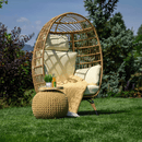 Rattan fotel, természetes/fekete/bézs, KARMEN