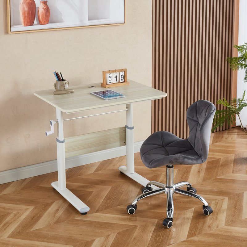 Növekvő íróasztal, tölgy/fehér, KASIOS