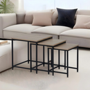 Dohányzóasztalok, set 3 ks, sonoma tölgy/fekete, KASTLER 2 NEW TYP 3