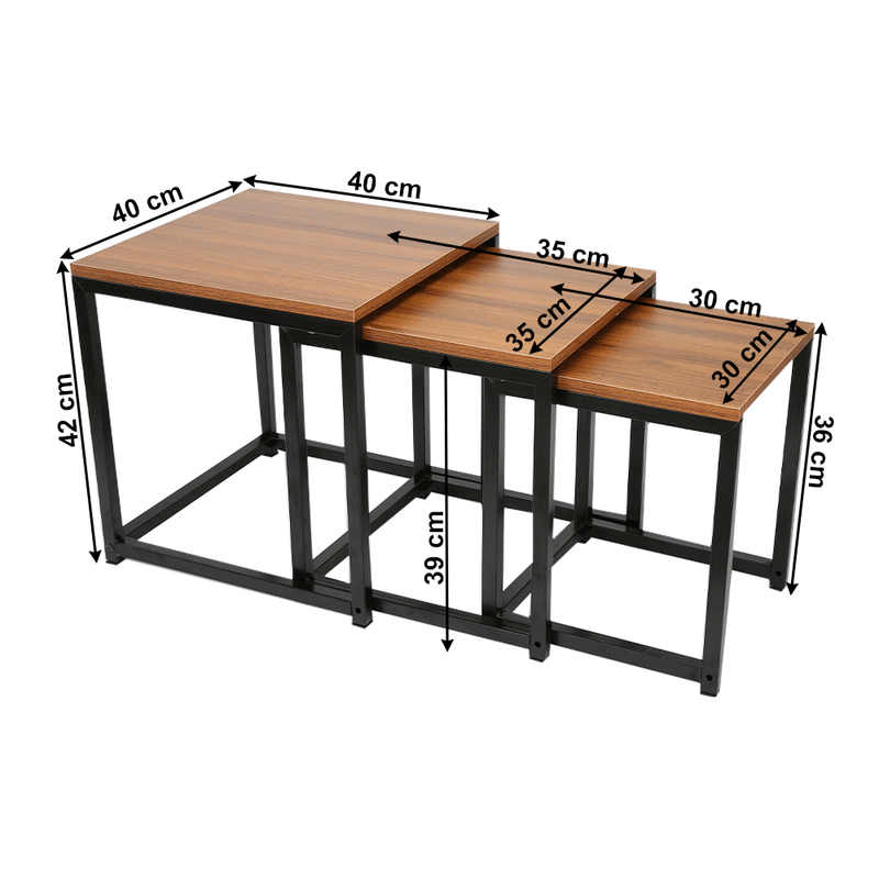 Három kisasztalból álló szett, dió/ fekete, KASTLER NEW TYP 3