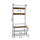 Akasztó cipőtárolóval, fekete fém/MDF rusztikus fa, KELAM