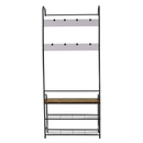 Akasztó cipőtárolóval, fekete fém/MDF rusztikus fa, KELAM