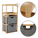 Szennyeskosár, natúr bambusz/szürke, KERI NEW