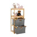 Szennyeskosár, natúr bambusz/szürke, KERI NEW