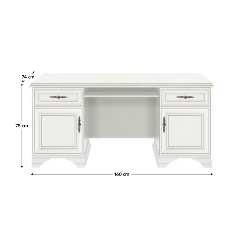 PC-asztal, alpesi fehér, KENTAK BIU2D2S