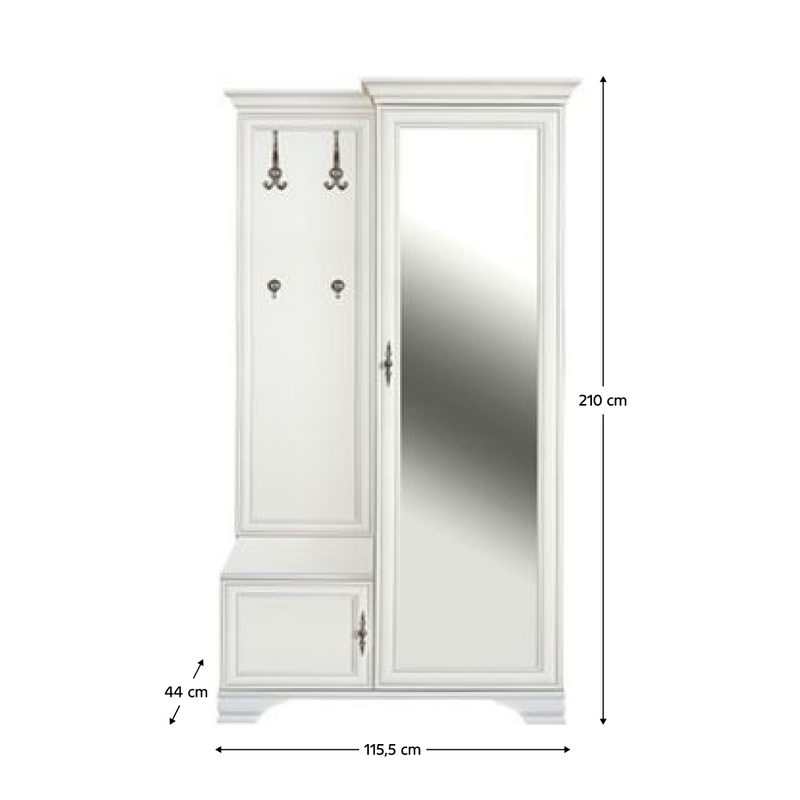 Előszobai szett, alpesi fehér, jobbos, KENTAK PPK110P