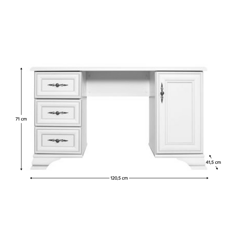 Fésülködő asztal, alpesi fehér, KENTAK TOL