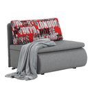 Széthúzható fotel, szürke / minta, KENY NEW