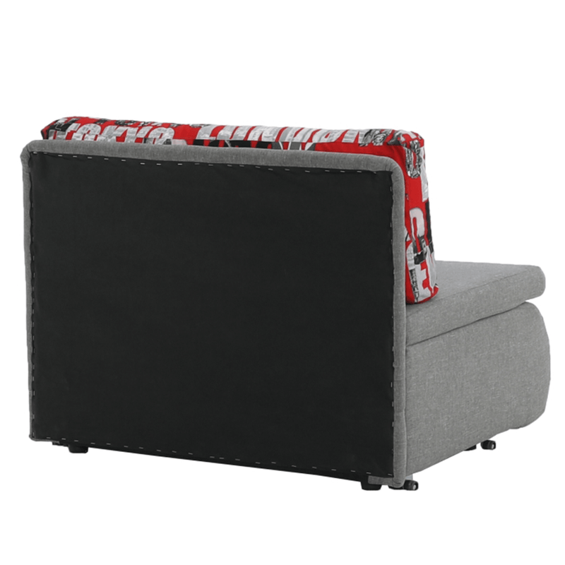 Széthúzható fotel, szürke / minta, KENY NEW