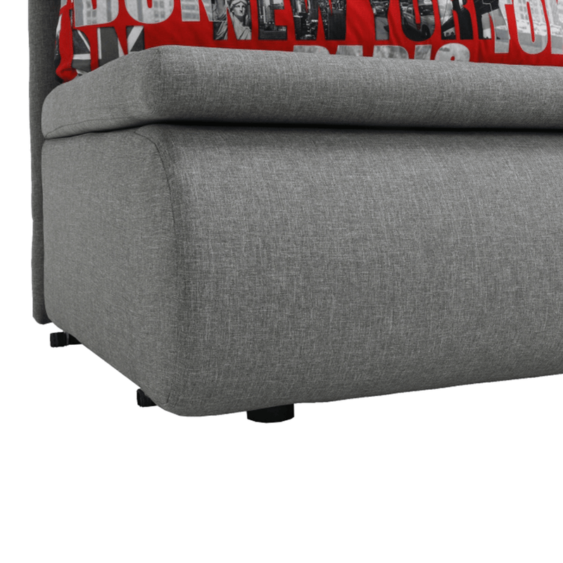 Széthúzható fotel, szürke / minta, KENY NEW