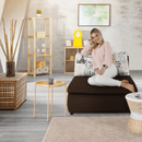 Kinyitható fotel, barna/minta, KENY NEW