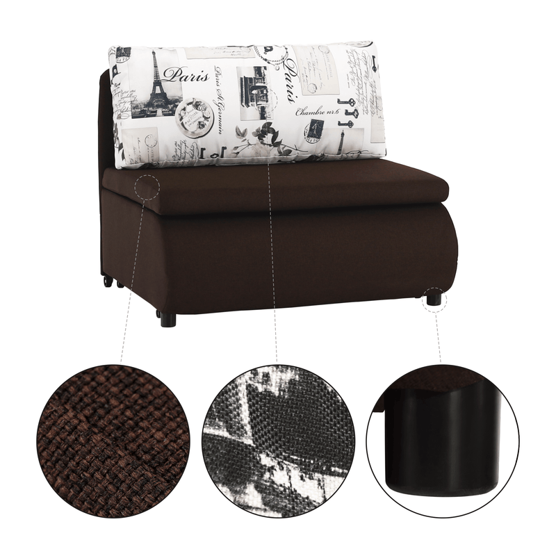 Kinyitható fotel, barna/minta, KENY NEW