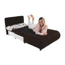 Kinyitható fotel, barna/minta, KENY NEW