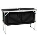 Összecsukható kempingasztal rendszerezővel, 120 cm, alumínium/MDF, KEPI TYP 3