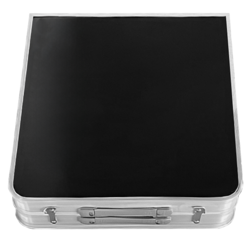 Összecsukható kempingasztal rendszerezővel, 120 cm, alumínium/MDF, KEPI TYP 3