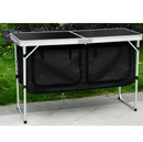 Összecsukható kempingasztal rendszerezővel, 120 cm, alumínium/MDF, KEPI TYP 3