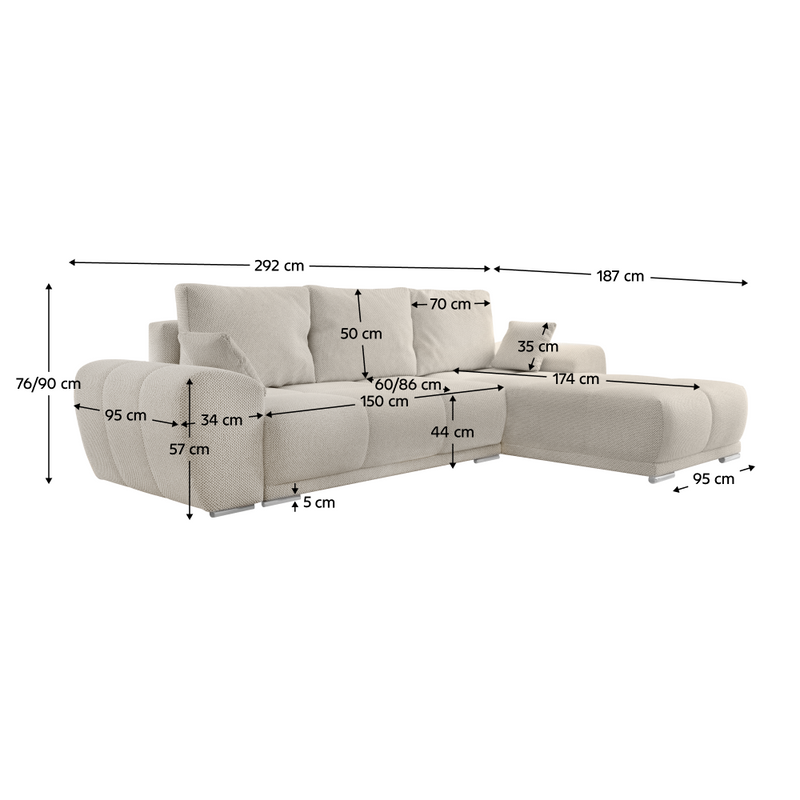 Univerzális ülőgarnitúra, krémszínű, KERIM ROH