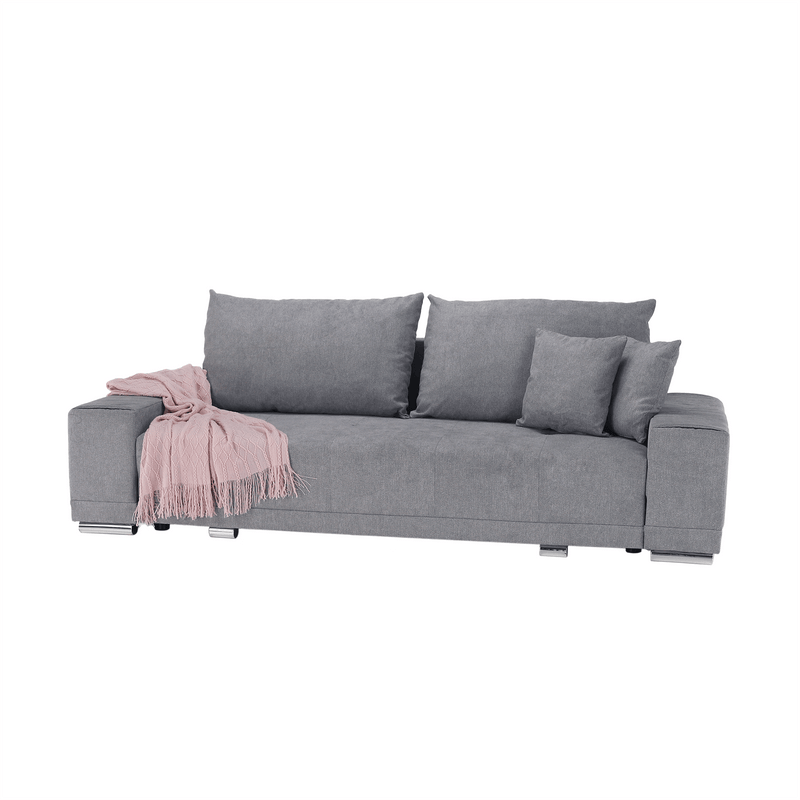 Kinyitható heverő, világosszürke, KEVAN BIG SOFA