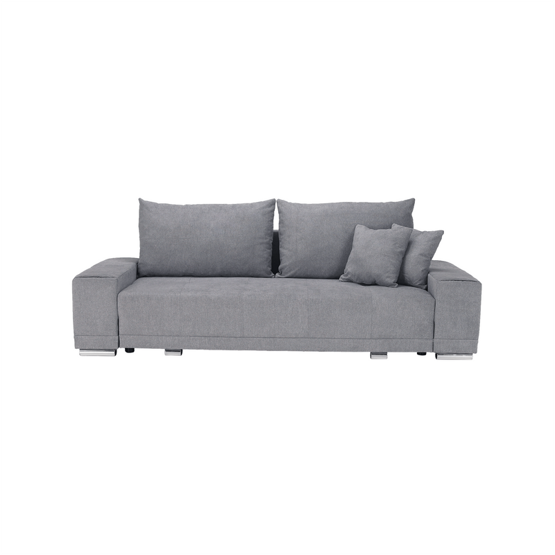 Kinyitható heverő, világosszürke, KEVAN BIG SOFA