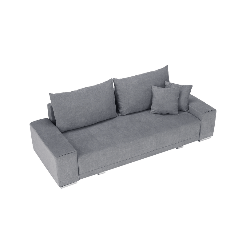 Kinyitható heverő, világosszürke, KEVAN BIG SOFA