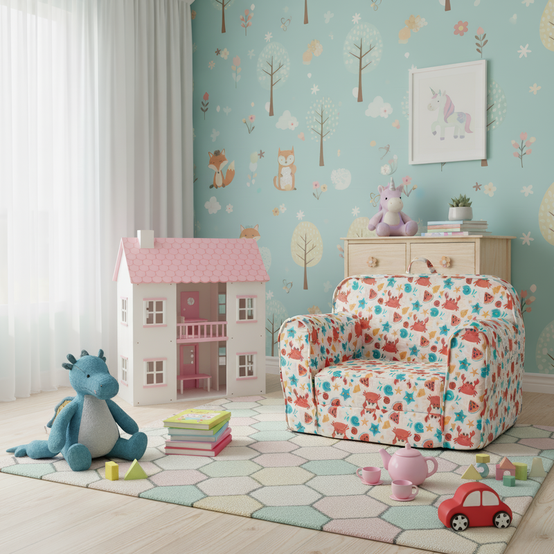 Kinyitható babzsák, színes, KIDY