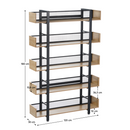 5 polcos polcállvány, tölgy/fekete, KILIS NEW TYP 2