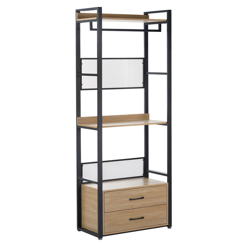 Polcállvány fiókokkal, tölgy/fekete, KILOS NEW TYP 1