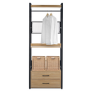 Polcállvány fiókokkal, tölgy/fekete, KILOS NEW TYP 1