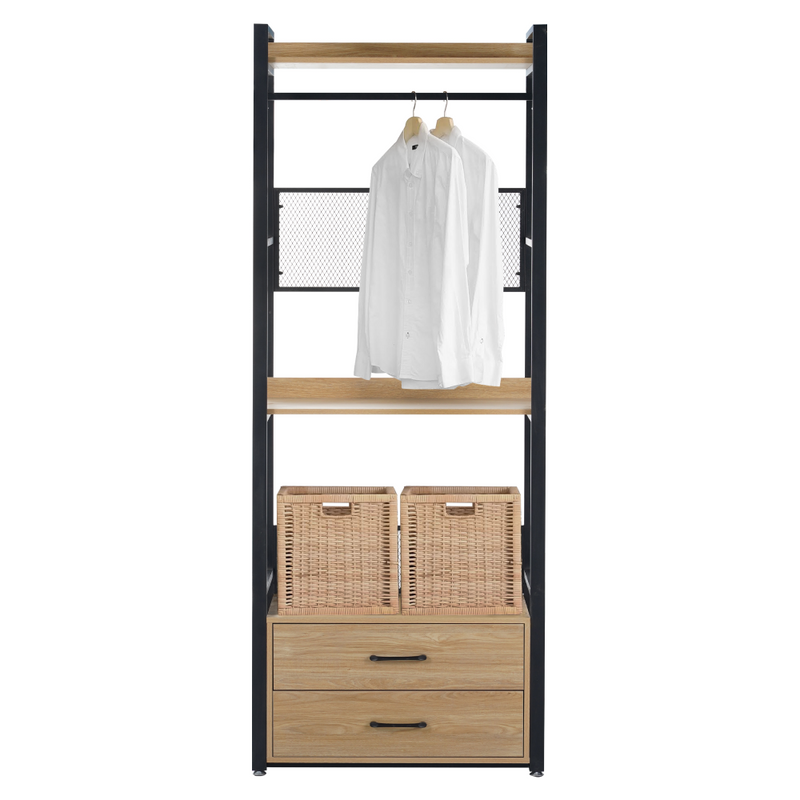 Polcállvány fiókokkal, tölgy/fekete, KILOS NEW TYP 1