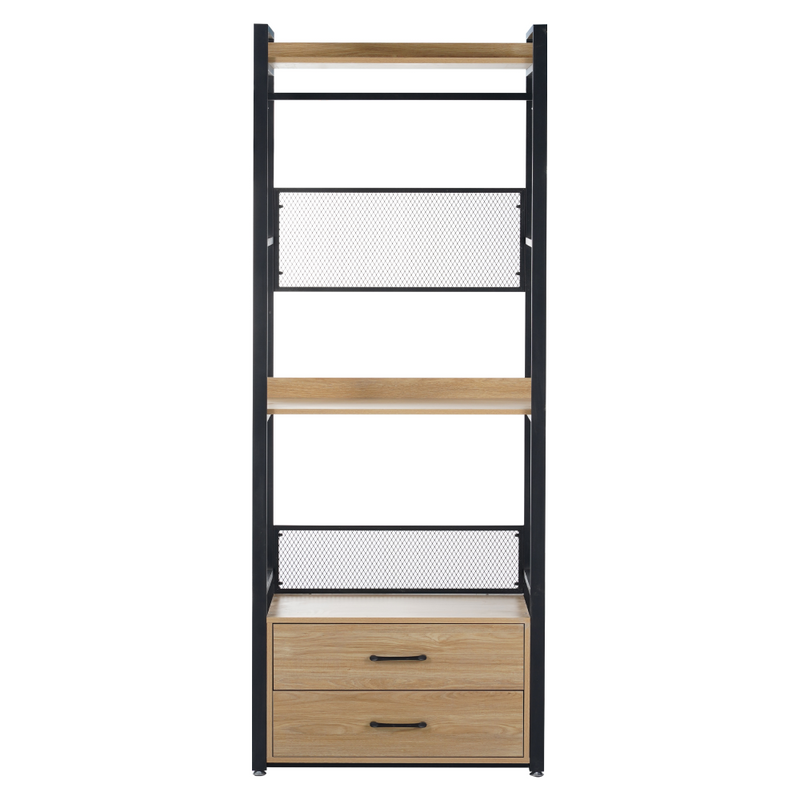 Polcállvány fiókokkal, tölgy/fekete, KILOS NEW TYP 1