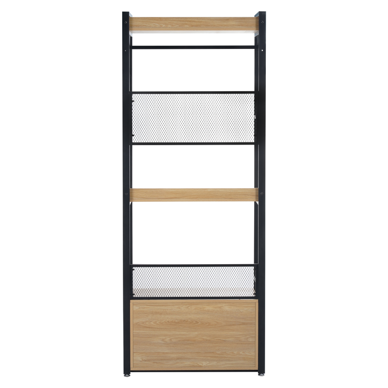 Polcállvány fiókokkal, tölgy/fekete, KILOS NEW TYP 1