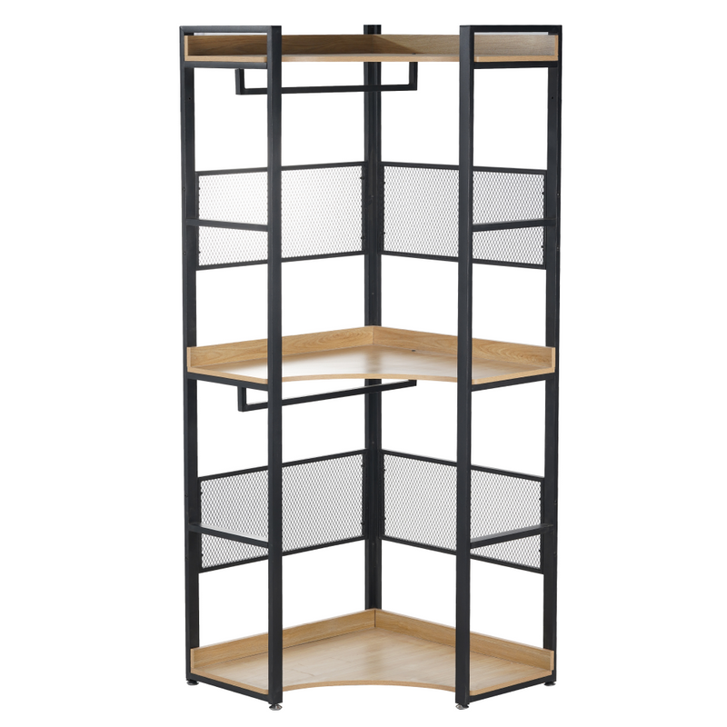 Sarokállvány polccal, tölgy/fekete, KILOS NEW TYP 5