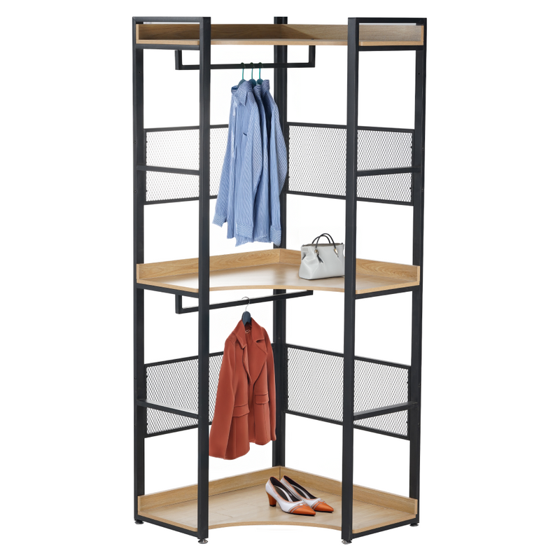 Sarokállvány polccal, tölgy/fekete, KILOS NEW TYP 5