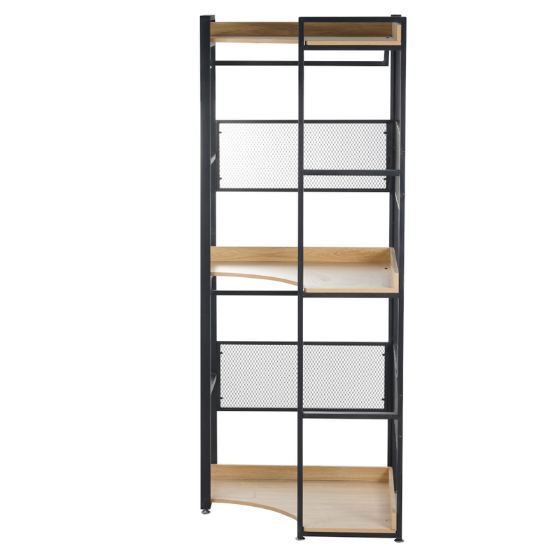 Sarokállvány polccal, tölgy/fekete, KILOS NEW TYP 5