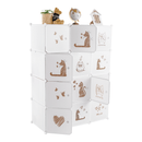 Gyerek moduláris szekrény, fehér/barna gyerek minta, KITARO