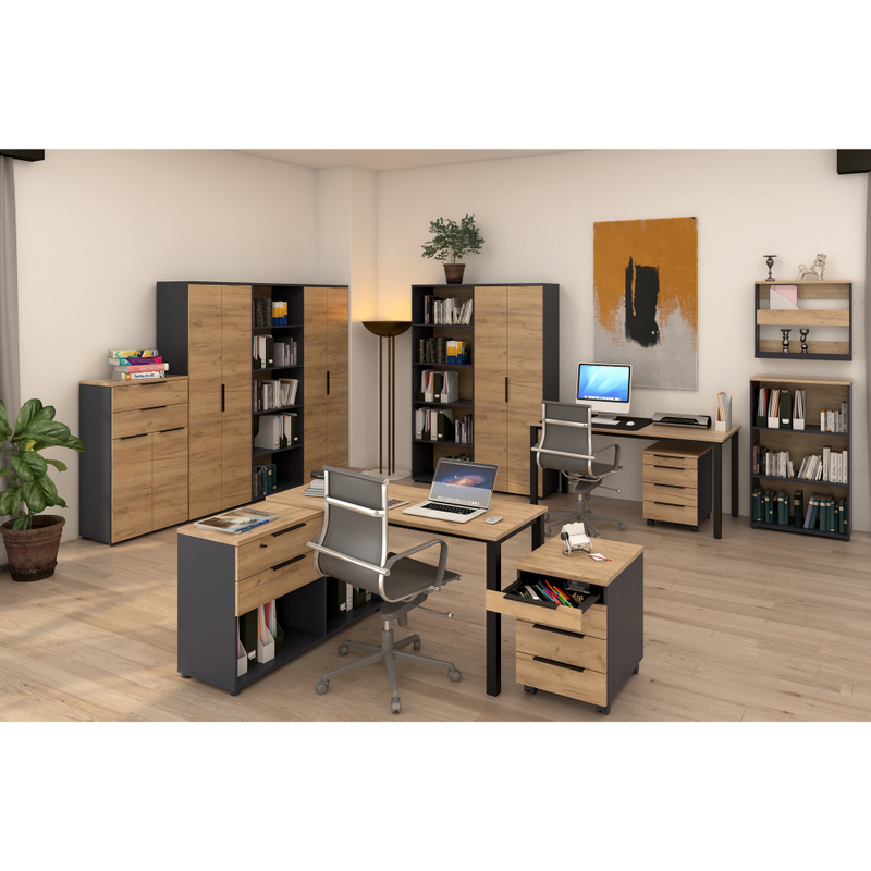 Sarok PC-asztal, grafit/artisan tölgy, KLAUDIUS TYP 8