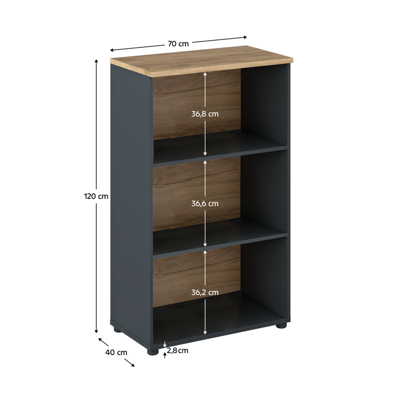 Irodai összeállítás, grafit/artisan tölgy, KLAUDIUS