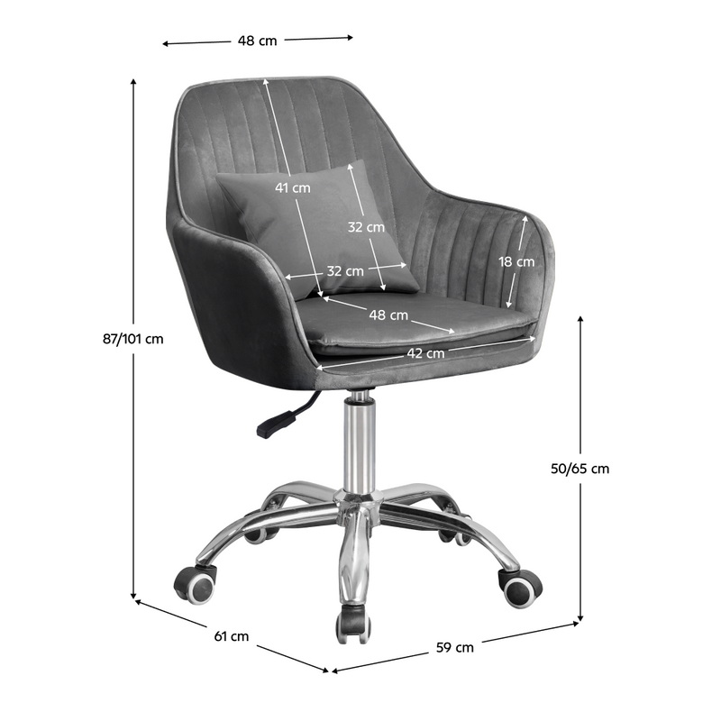 Irodai fotel, szürke Velvet anyag/króm, KLIAN